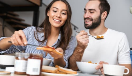 couple eating toast